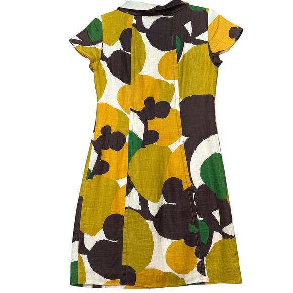 Boden Linen Audrey Sheath Turtleneck Short Sleeve Dress Women 4 Brown Orange Tan - Picture 6 of 11